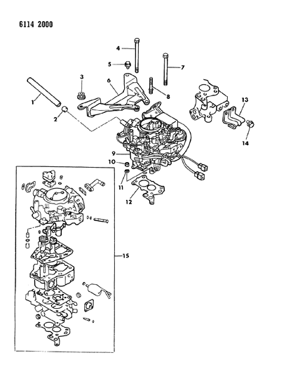 1986 Chrysler Laser Carburetor, Gaskets And Attaching Parts Diagram