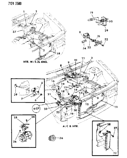 1987 Dodge Caravan Plumbing - A/C & Heater Diagram 1