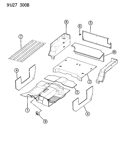 1993 Jeep Wrangler Carpets & Interior Trim Panels Diagram