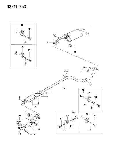 1993 Dodge Colt Front Exhaust Pipe Diagram for MB925455
