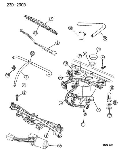 1994 Jeep Grand Cherokee Reservoir W/S Washer Diagram for 55154976