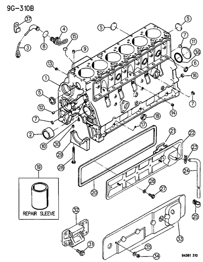 1996 Dodge Ram 2500 Plug Pkg Cylinder Block Diagram for 4874486