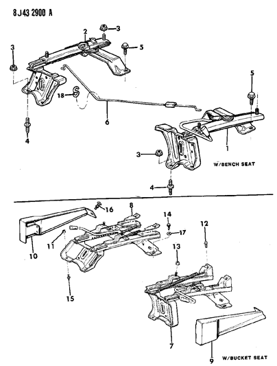1989 Jeep Comanche Tracks - Seat Diagram
