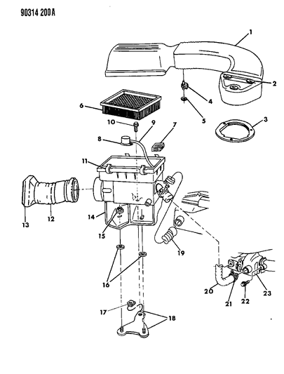 1991 Dodge Ramcharger Air Cleaner Diagram 1