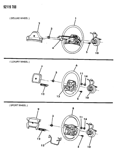1992 Chrysler Town & Country Steering Wheel Diagram