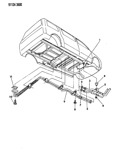 1991 Dodge Grand Caravan Plumbing - Auxiliary Underbody A/C Diagram