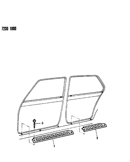 1987 Dodge Omni Scuff Plates - Body Side Sill & Door Diagram