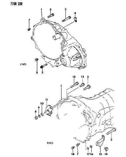 1988 Dodge Ram 50 Housing - Clutch With Mounting Bolts Diagram