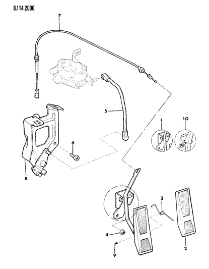1989 Jeep Wagoneer Accelerator Pedal & Linkage Diagram 2