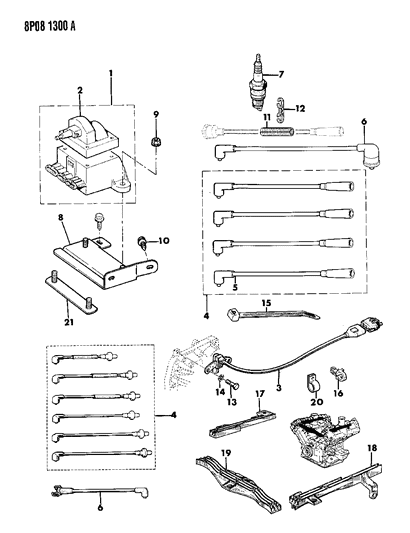 1990 Dodge Monaco Spark Plugs - Cables - Coils Diagram