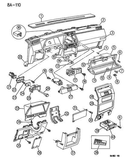 1994 Dodge Shadow Control Electronic EBL Diagram for 4373447