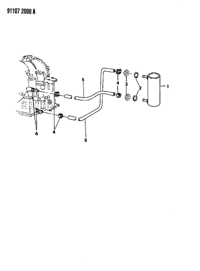 1991 Dodge Shadow Oil Cooler - Water Cooled Diagram