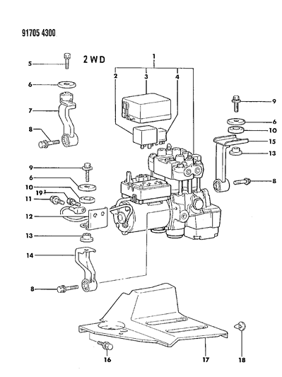 1991 Dodge Colt Modulator, Anti-Skid Diagram 1
