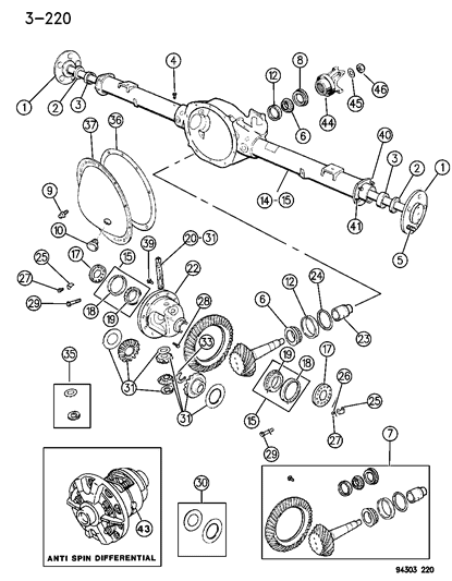 1995 Dodge Ram Van Axle, Rear, With Differential And Carrier Diagram 2