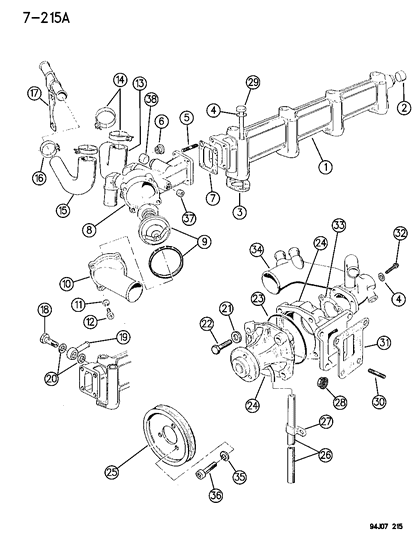 1996 Jeep Cherokee Engine Water Pump Diagram for 4864566