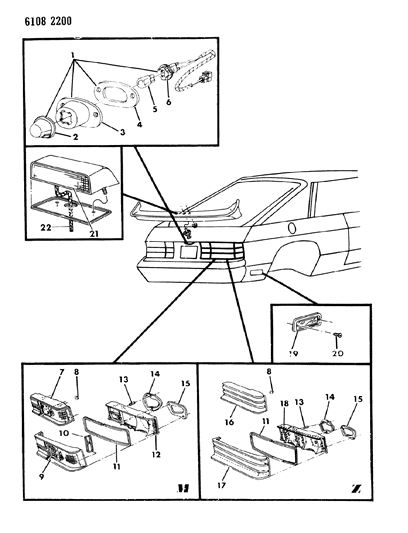 1986 Dodge Charger Lamps & Wiring - Rear Diagram 1