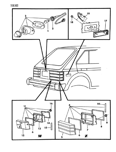 1985 Dodge Charger Lamps & Wiring - Rear Diagram 2