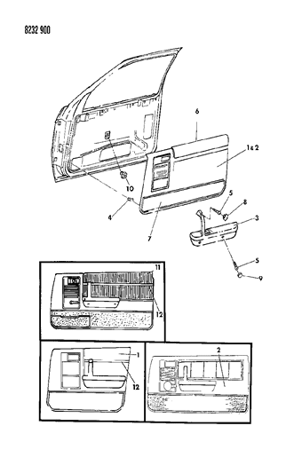 1988 Dodge Shadow Door Trim Panel Diagram