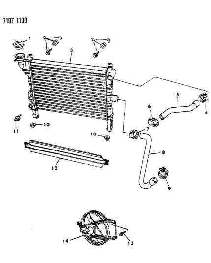 1987 Dodge Charger Radiator & Related Parts Diagram 2