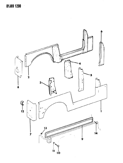 1985 Jeep Wrangler PAEL Assembly Diagram for J8133697