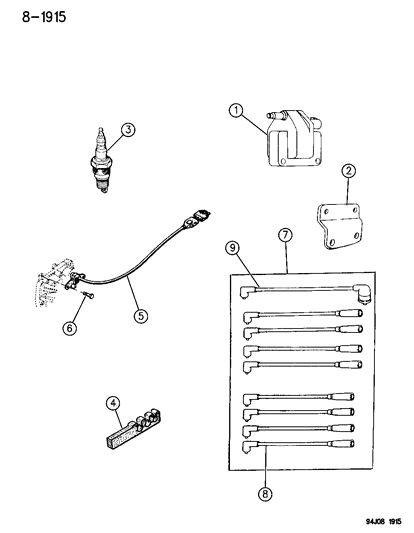 1996 Jeep Grand Cherokee Coil - Sparkplugs - Wires Diagram 2