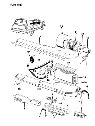 1984 Jeep Grand Wagoneer Evaporator And Blower, Air Conditioning Diagram 3