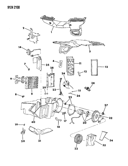 1989 Dodge Omni Air Conditioning & Heater Unit Diagram