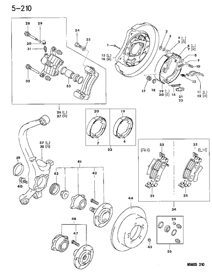 1996 Dodge Avenger Parking Brake Shoe Kit Diagram for MB668908