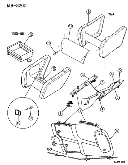 1995 Dodge Ram Van Adjusters & Riser, Bucket Seats Without Power Diagram