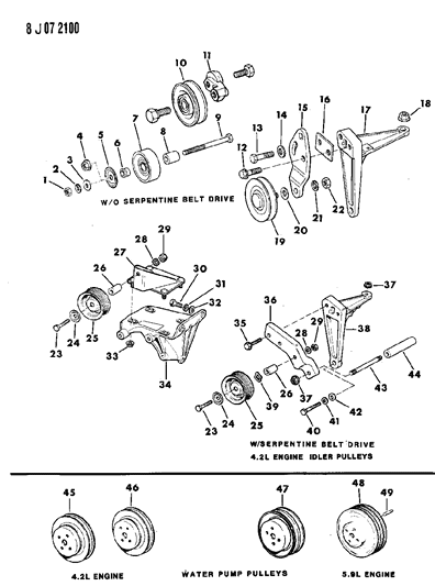 1990 Jeep Grand Wagoneer Pulley Diagram for J3236658
