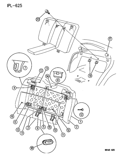 1996 Dodge Neon Rear Seat Attaching Parts Diagram