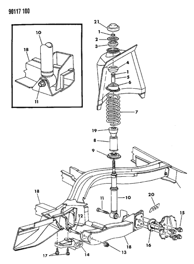 1990 Dodge Omni Suspension - Rear Diagram