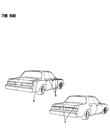 1987 Chrysler Fifth Avenue Tape Stripes & Decals - Exterior View Diagram 4