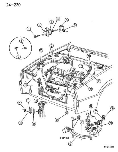 1995 Chrysler LeBaron Plumbing - A/C & Heater Diagram