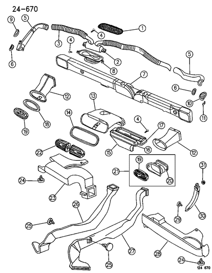 1996 Chrysler Cirrus Outlet Air Conditioning Diagram for HR96RJL