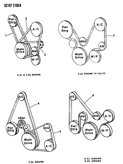 1992 Dodge Shadow Drive Belts Diagram