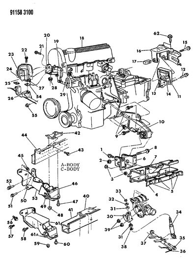 1991 Chrysler Town & Country Engine Mounting Diagram 1