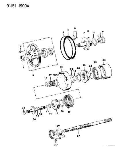 1991 Jeep Grand Wagoneer Oil Pump, Gear Train, Output Shaft Diagram