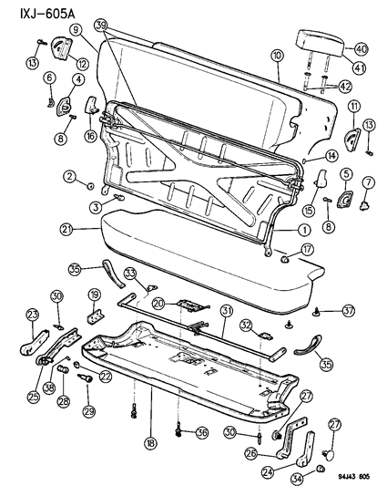 1995 Jeep Cherokee Bracket Seat Latch Diagram for 55004301