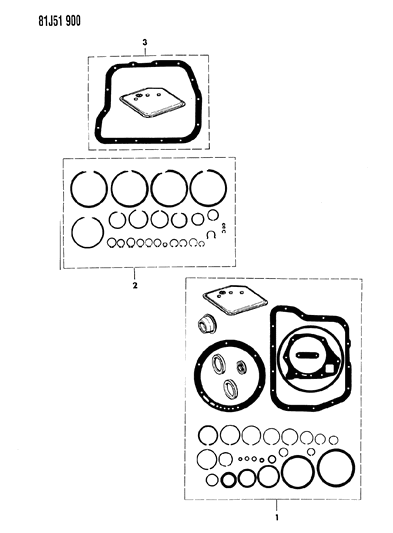 1985 Jeep Wagoneer Automatic Transmission Gasket & Seal Package, Repair Diagram 1