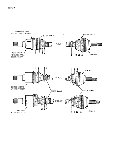 1985 Chrysler Laser Shaft - Major Component Listing Diagram