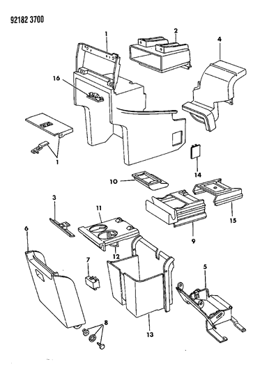 1992 Dodge Caravan Instrument Panel Console Diagram
