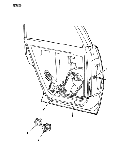 1985 Chrysler Town & Country Wiring & Switches - Rear Door Diagram