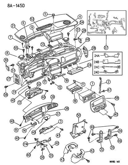 1996 Chrysler Town & Country Instrument Panel Panel - Silencers - Covers Diagram
