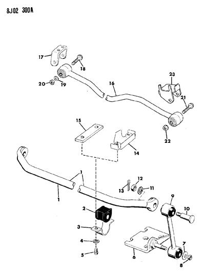 1989 Jeep Grand Wagoneer Bar, Front Stabilizer Diagram