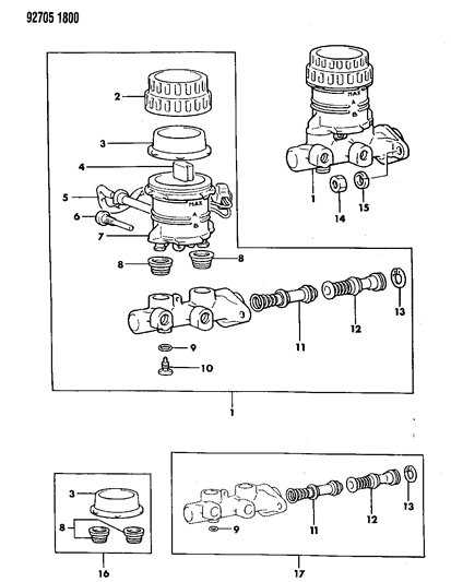 1992 Dodge Colt Brake Master Cylinder Diagram for MB316236