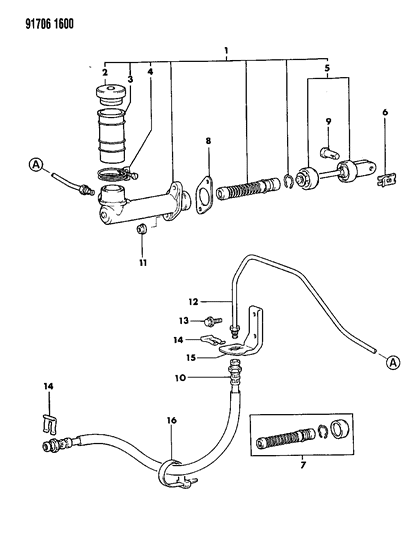 1991 Dodge Colt Clutch Master Cylinder Diagram