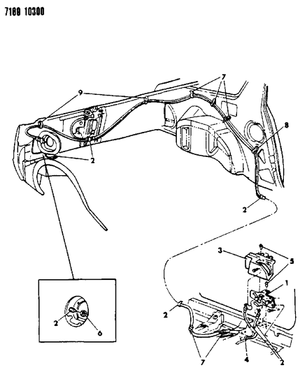 1987 Dodge Daytona Fuel Filler & Liftgate Remote Release Diagram