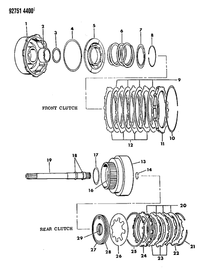 1992 Dodge Colt Clutch, Front & Rear With Gear Train Diagram