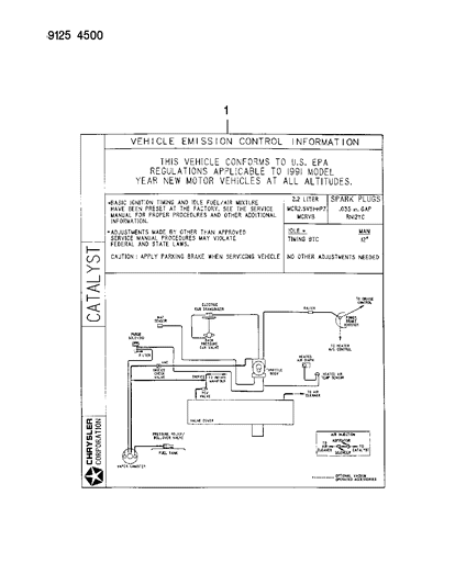 1989 Dodge Spirit Emission Labels Adjustments And Routing Diagram